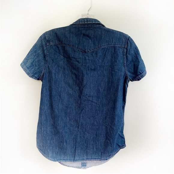 Levi's Larissa western shirt blue denim short sleeves dark wash snaps - Picture 8 of 8